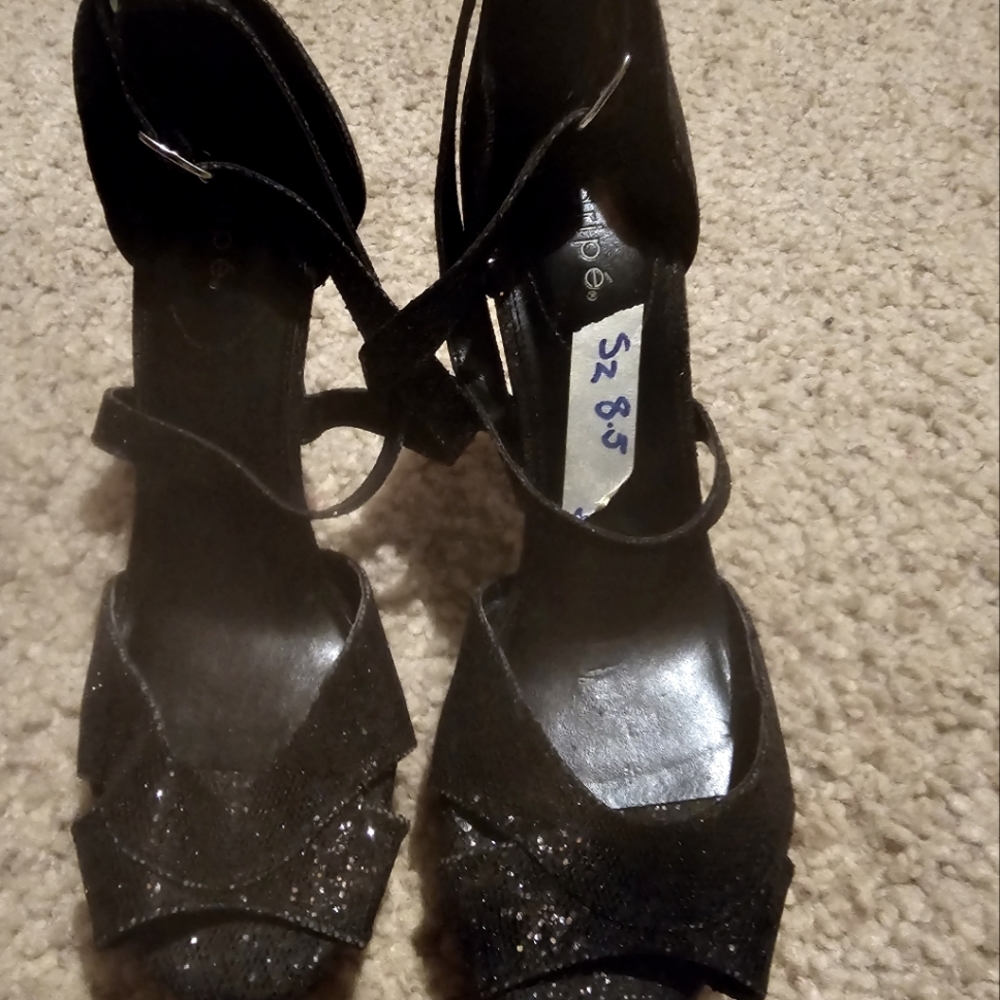 Black sparkly heels